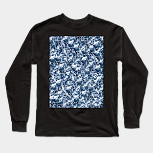 Blue Abstract Minimal Collage Mosaic. Long Sleeve T-Shirt